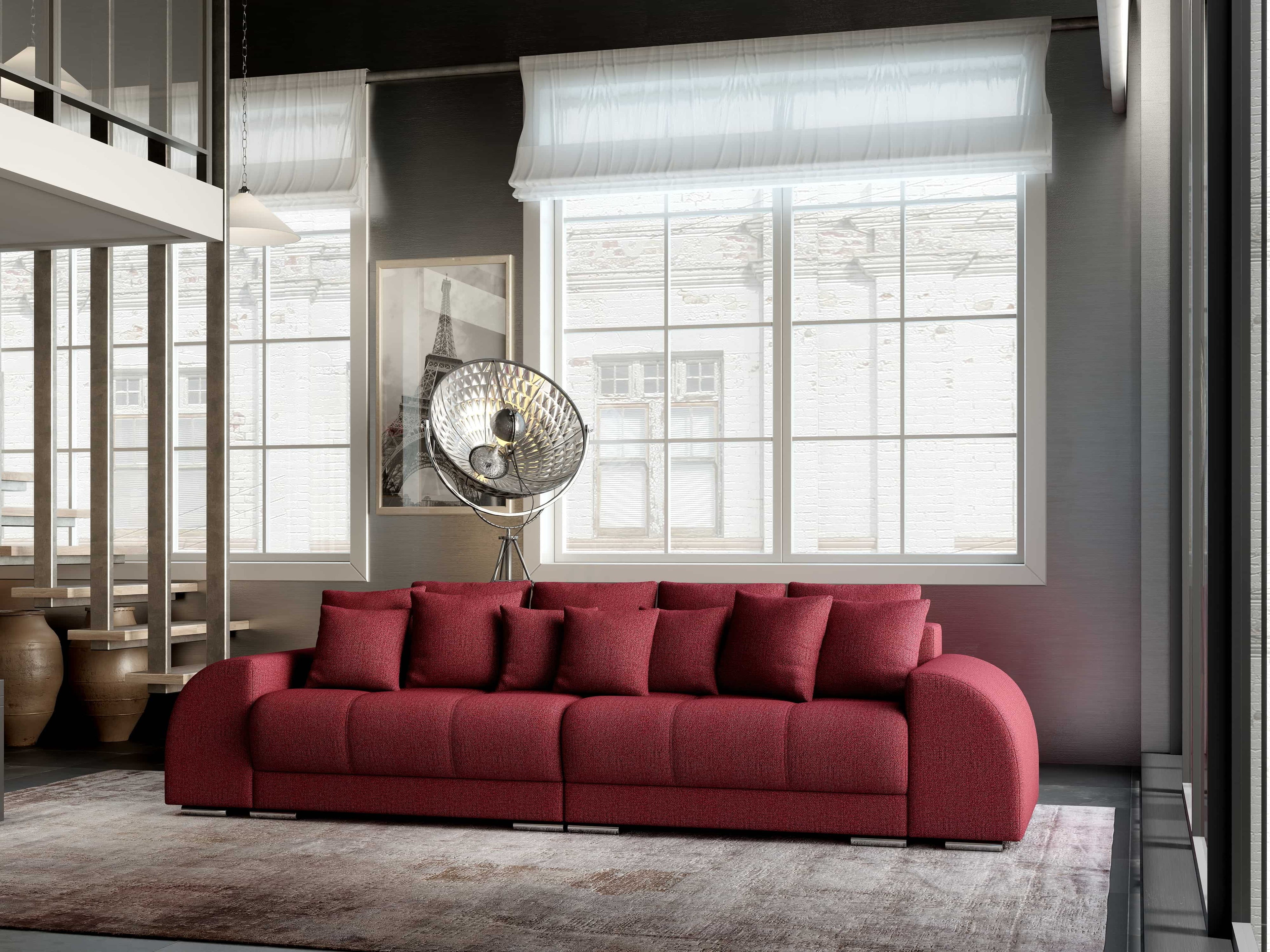 Canapea extensibilă dumonde cu 2 lăzi de depozitare si sezut confortabil din spuma high-density, Verona Enjoy Red 310x100 cm