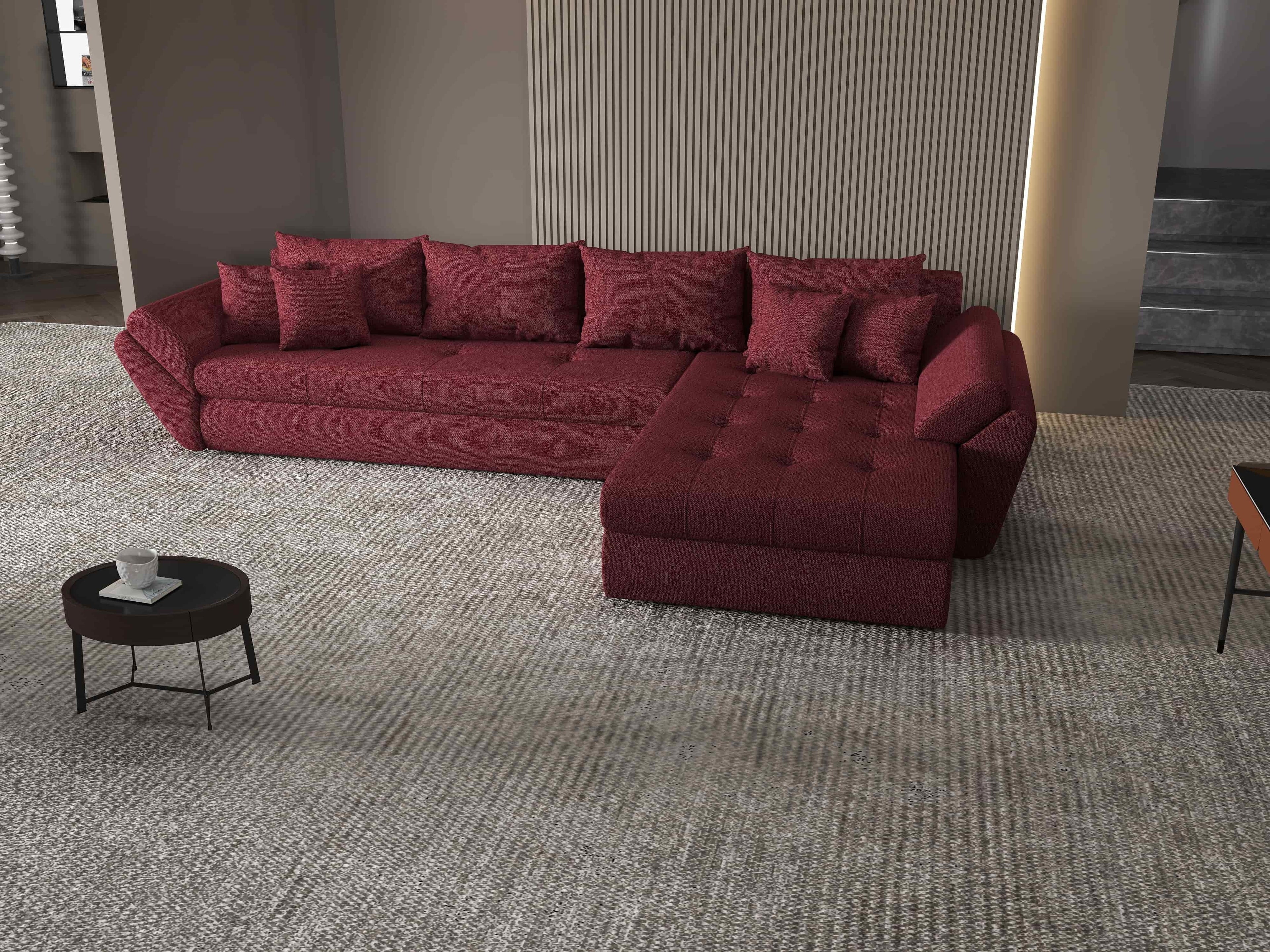 Colțar extensibil dumonde cu ladă de depozitare si sezut confortabil din spuma high-density, Loana XL Enjoy Winery II 335x185 cm
