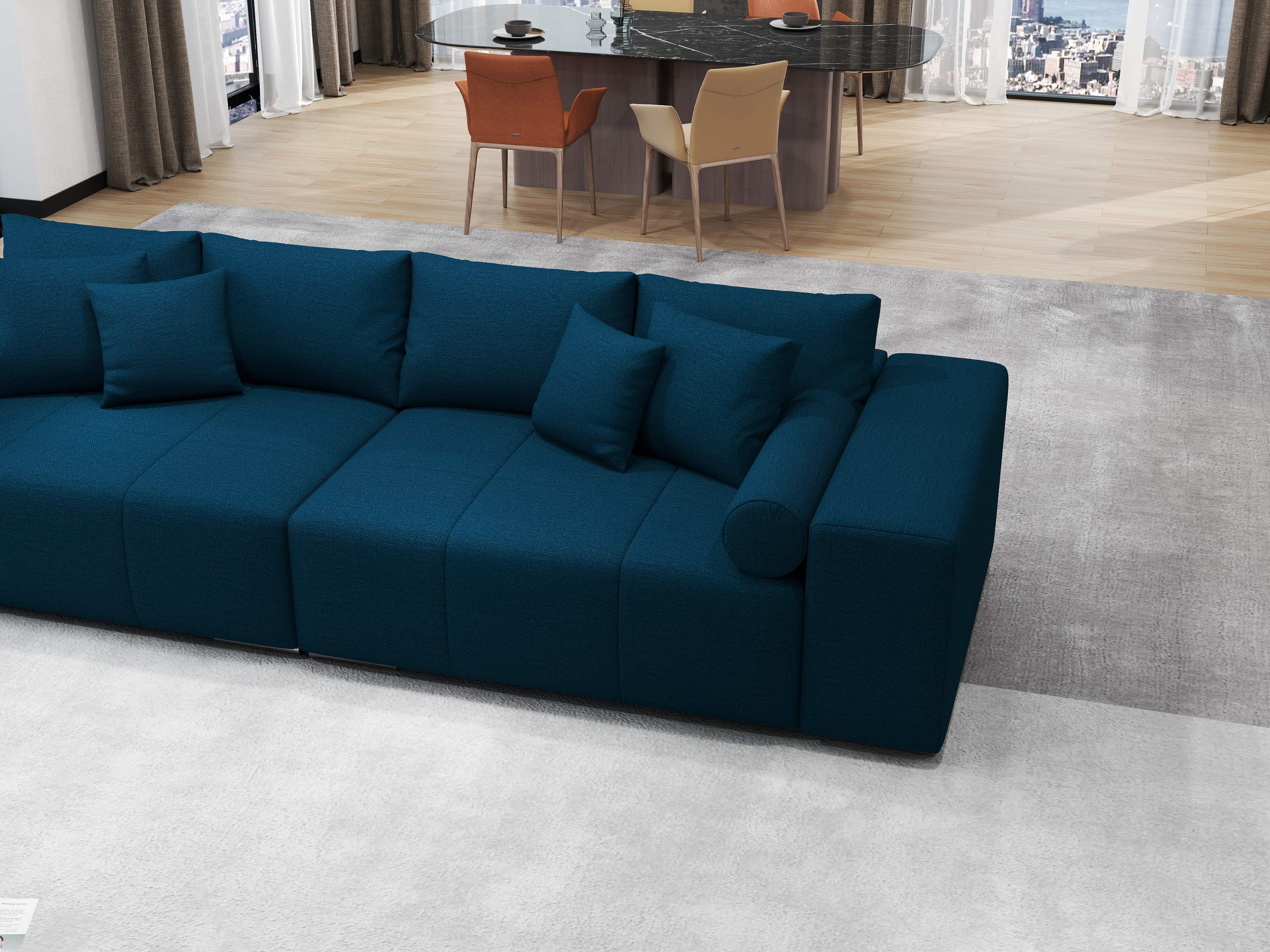 Canapea extensibilă dumonde cu ladă de depozitare si sezut confortabil din spuma high-density, Marbela Enjoy Petrol XXL 295x100 cm