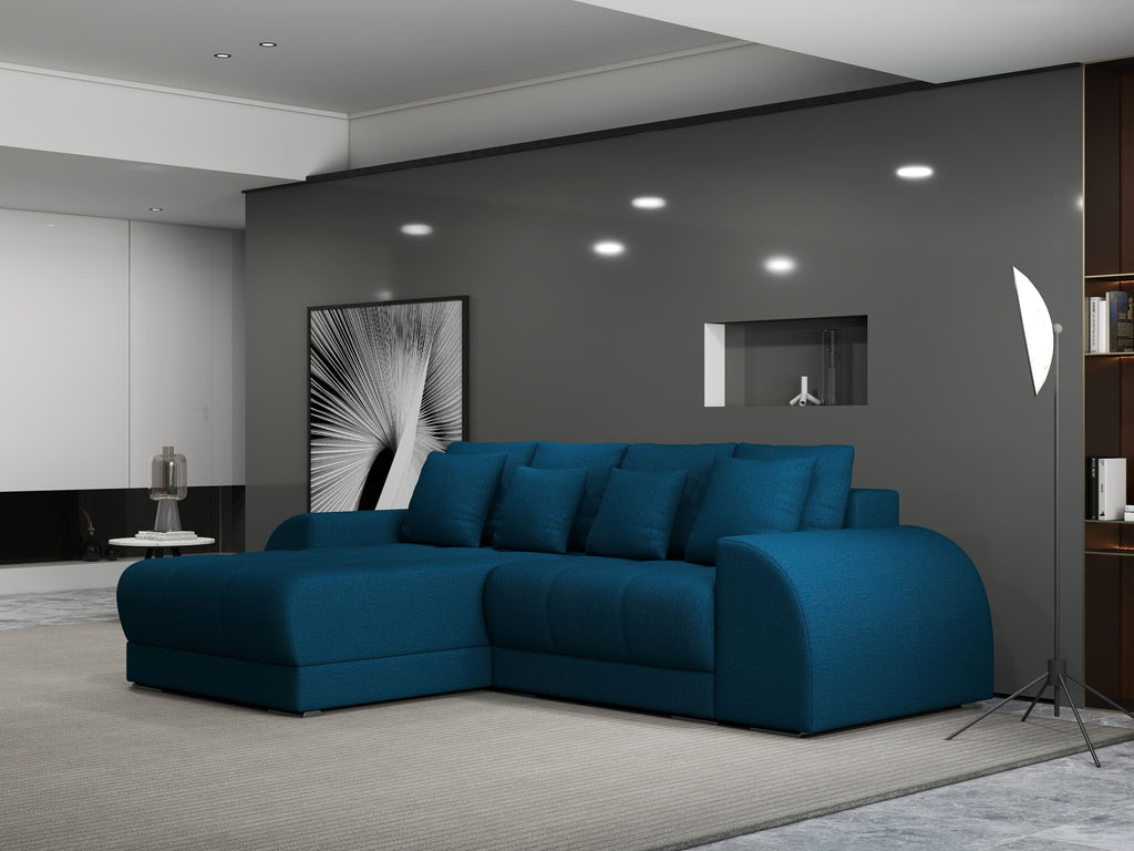 Colțar extensibil dumonde cu ladă de depozitare si sezut confortabil din spuma high-density, Verona Enjoy Petrol 290x185 cm
