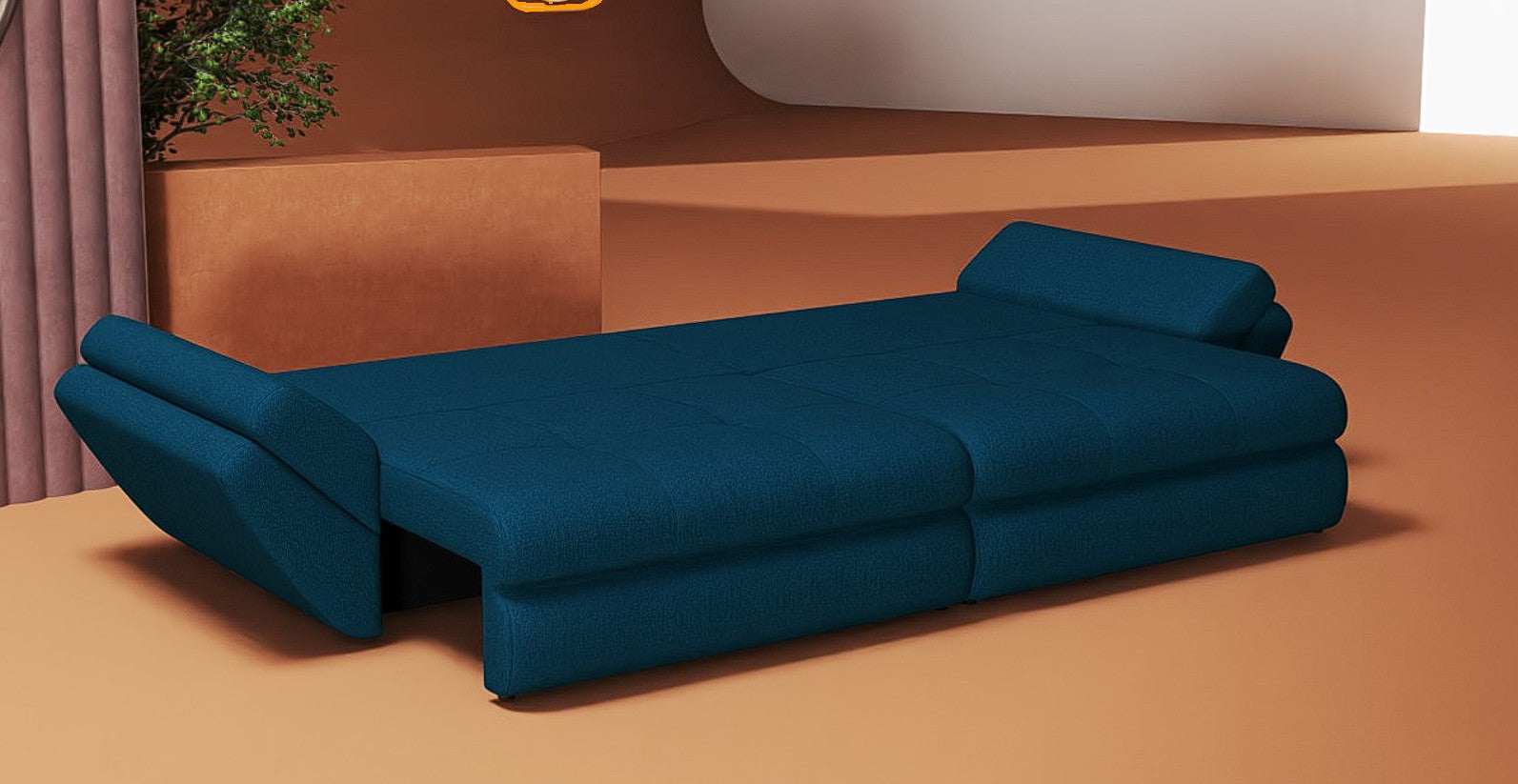 Canapea extensibilă dumonde cu ladă de depozitare si sezut confortabil din spuma high-density, Loana Enjoy Petrol 300x100 cm