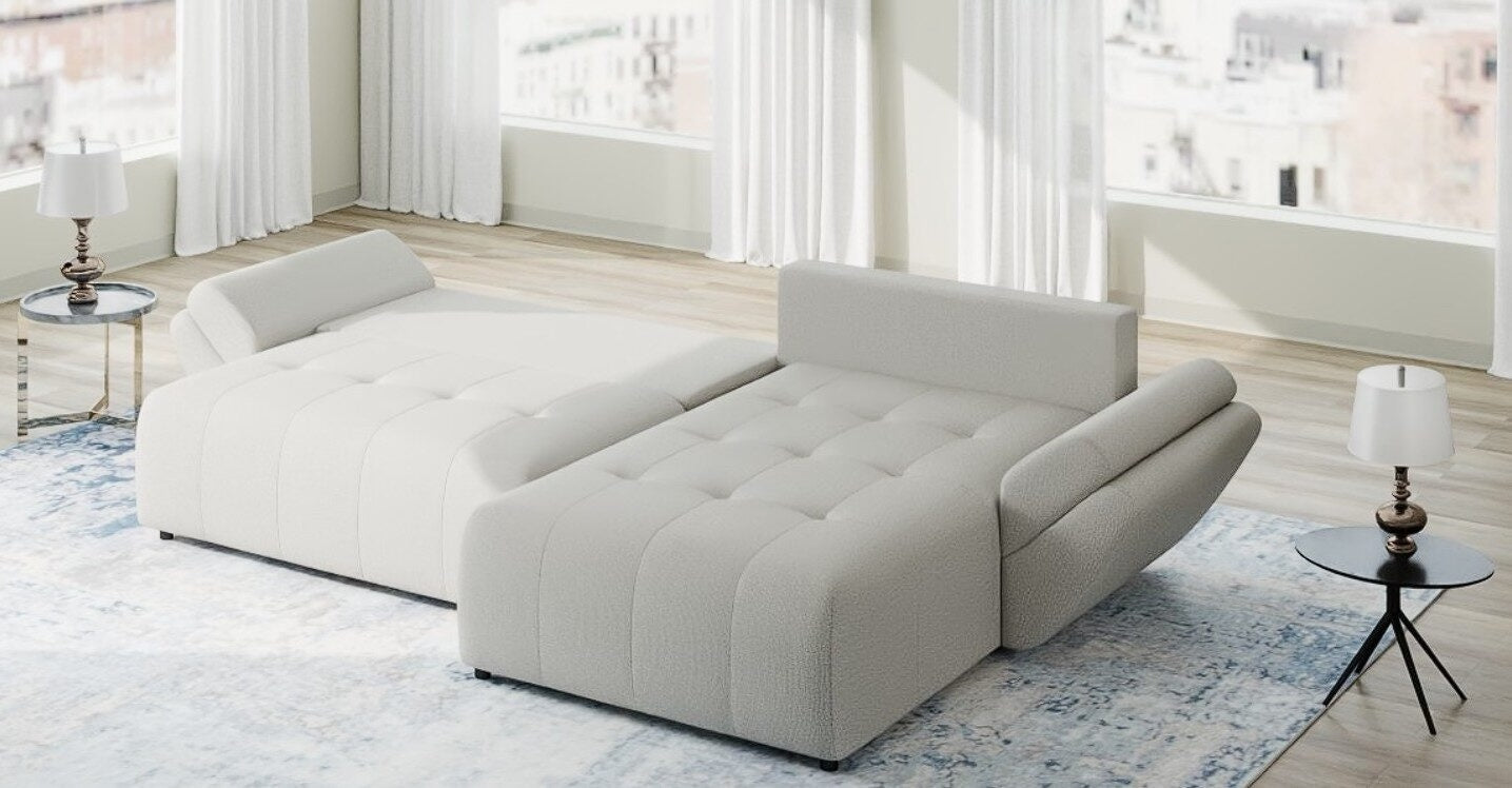Colțar extensibil dumonde cu ladă de depozitare si sezut confortabil din spuma high-density, Berlin Enjoy Bej 280x185 cm II