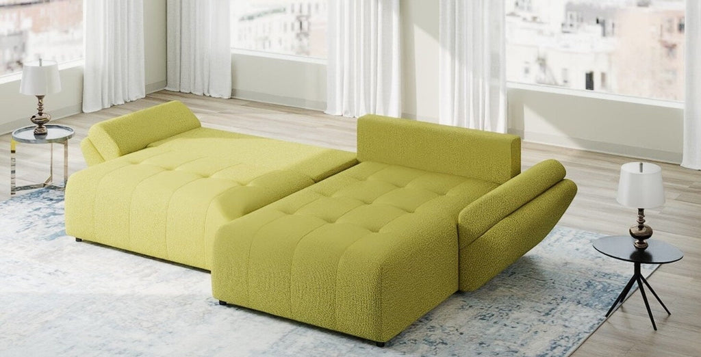 Colțar extensibil dumonde cu ladă de depozitare si sezut confortabil din spuma high-density, Berlin Enjoy Verde 280x185 cm II