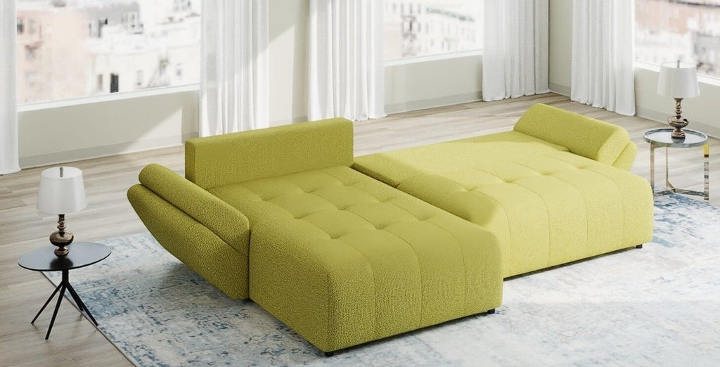 Colțar extensibil dumonde cu ladă de depozitare si sezut confortabil din spuma high-density, Berlin Enjoy Verde 280x185 cm