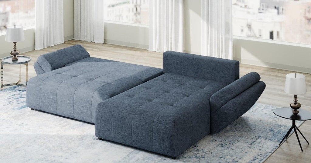 Colțar extensibil dumonde cu ladă de depozitare si sezut confortabil din spuma high-density, Berlin Enjoy Antracit 280x185 cm II