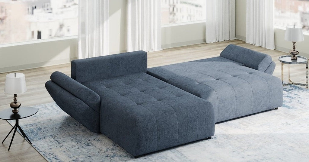Colțar extensibil dumonde cu ladă de depozitare si sezut confortabil din spuma high-density, Berlin Enjoy Antracit 280x185 cm