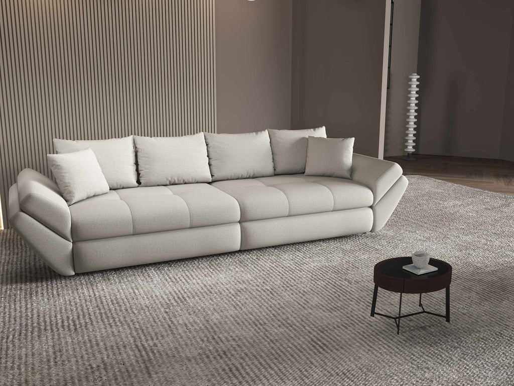 Canapea extensibilă dumonde cu ladă de depozitare si sezut confortabil din spuma high-density, Loana Enjoy Bej 300x100 cm