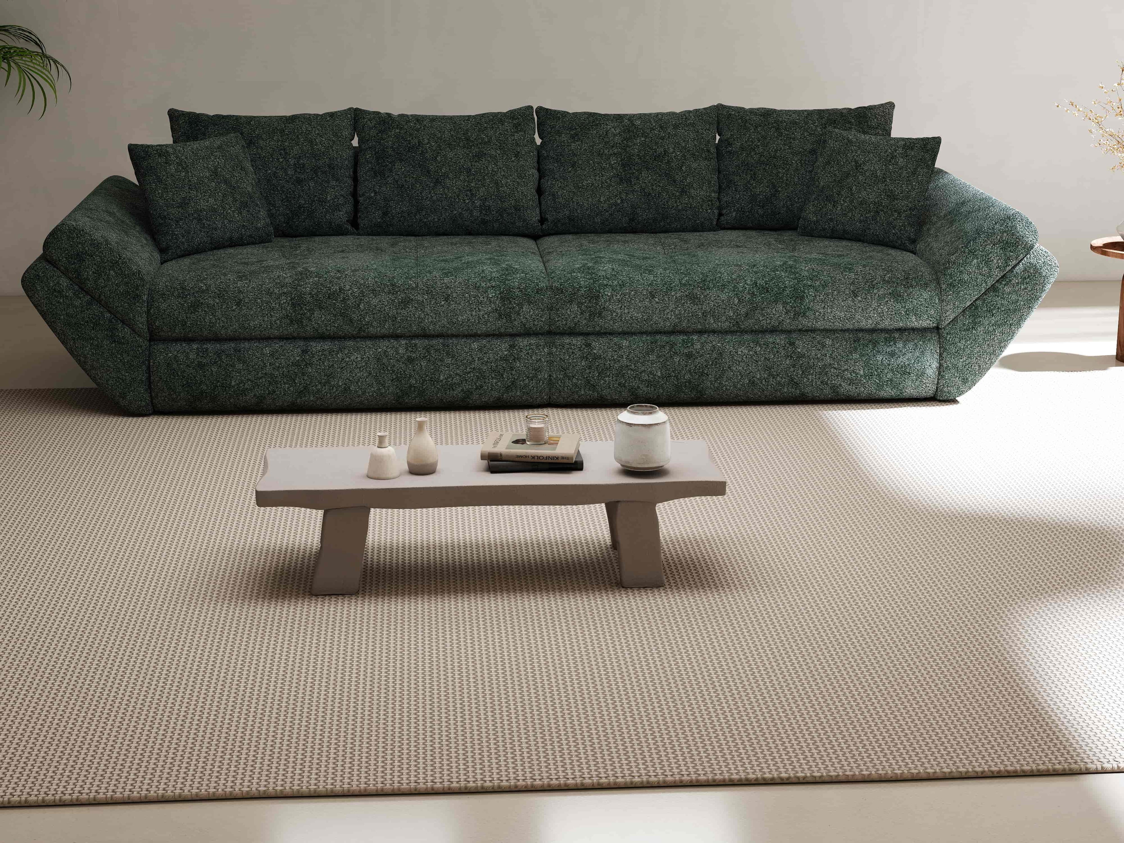 Canapea extensibilă dumonde cu ladă de depozitare si sezut confortabil din spuma high-density, Loana Euphoria Verde 300x100 cm