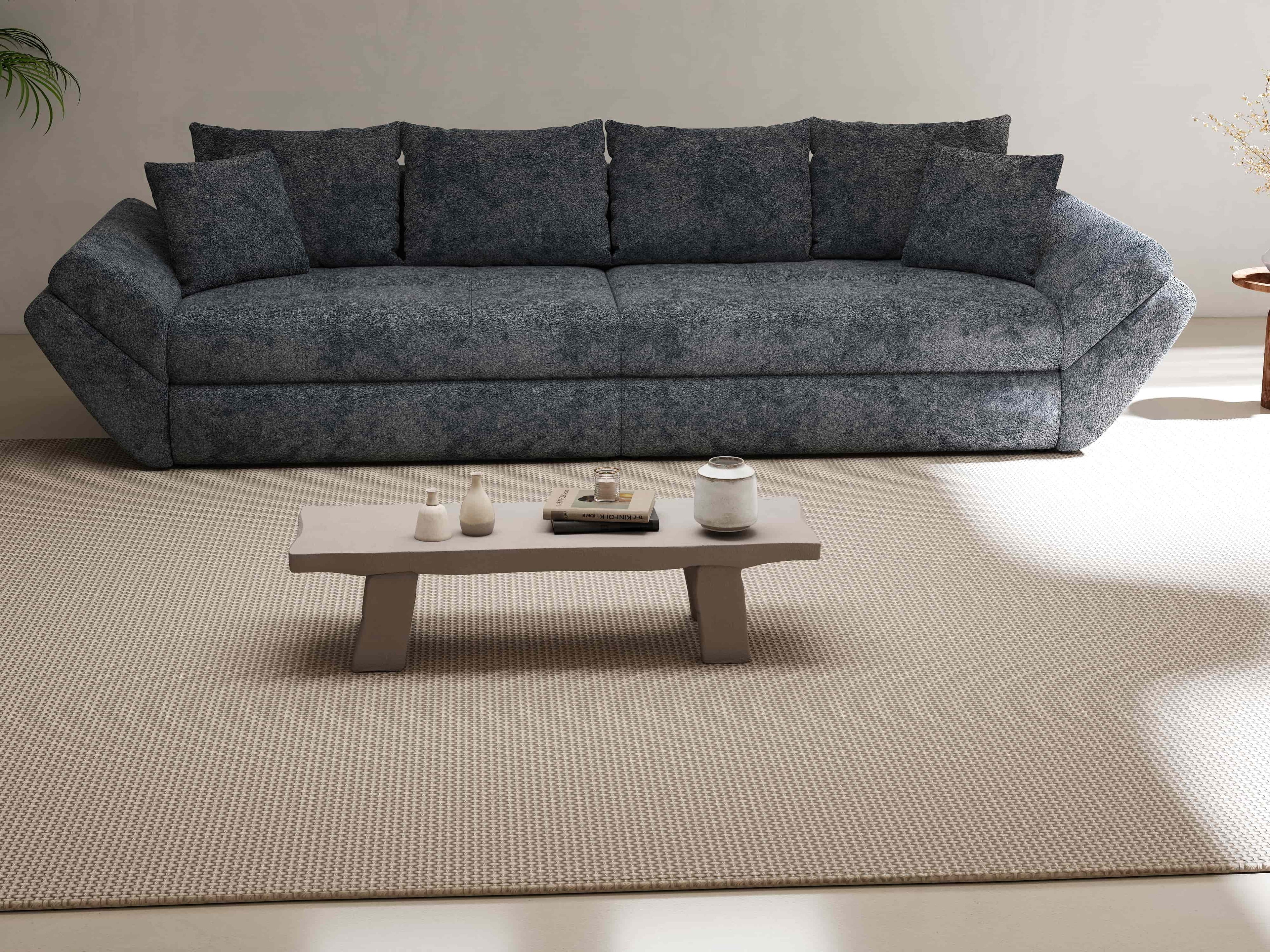 Canapea extensibilă dumonde cu ladă de depozitare si sezut confortabil din spuma high-density, Loana Euphoria Grafit 300x100 cm