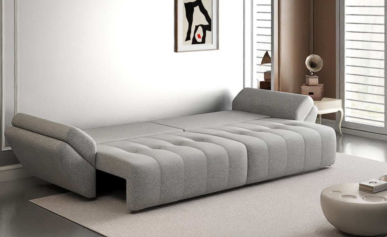 Canapea extensibilă dumonde cu ladă de depozitare si sezut confortabil din spuma high-density, Berlin Euphoria Dove 300x100 cm