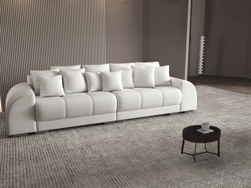 Canapea extensibilă dumonde cu 2 lăzi de depozitare si sezut confortabil din spuma high-density, Verona Euphoria Ivory 310x100 cm