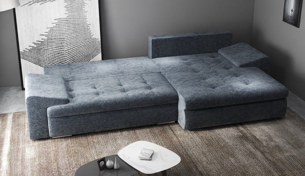 Colțar extensibil dumonde cu ladă de depozitare si sezut confortabil din spuma high-density, Leonardo Euphoria Grafit 260x185 cm II
