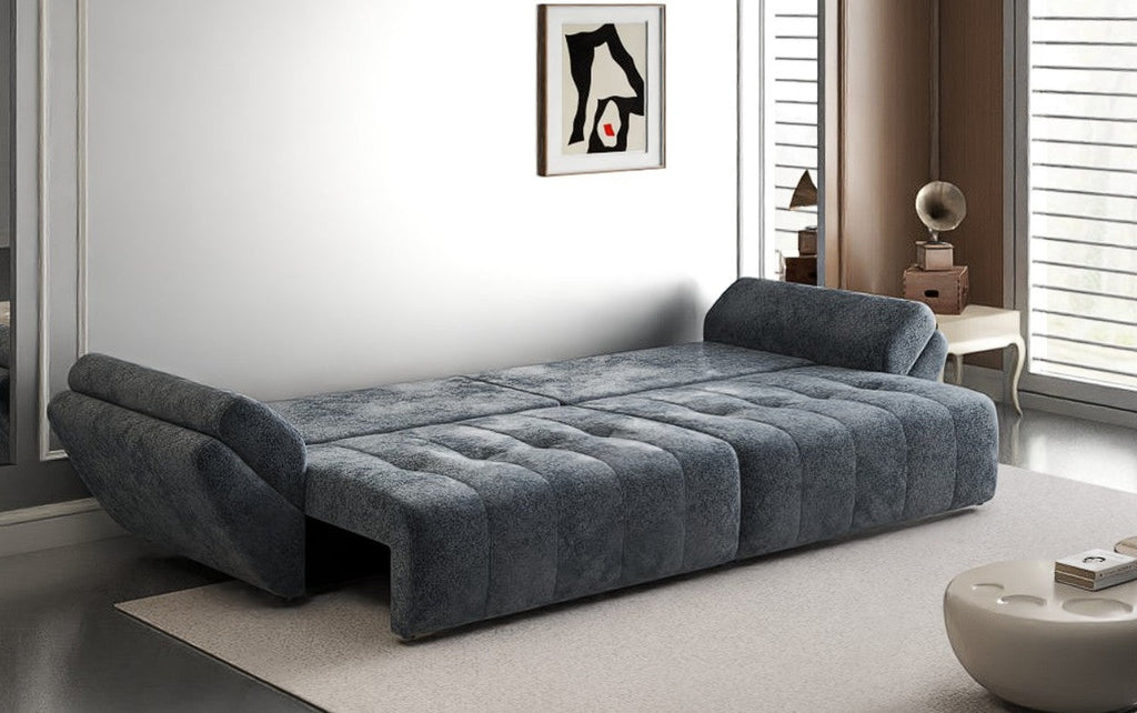 Canapea extensibilă dumonde cu ladă de depozitare si sezut confortabil din spuma high-density, Berlin Euphoria Graphit 300x100 cm
