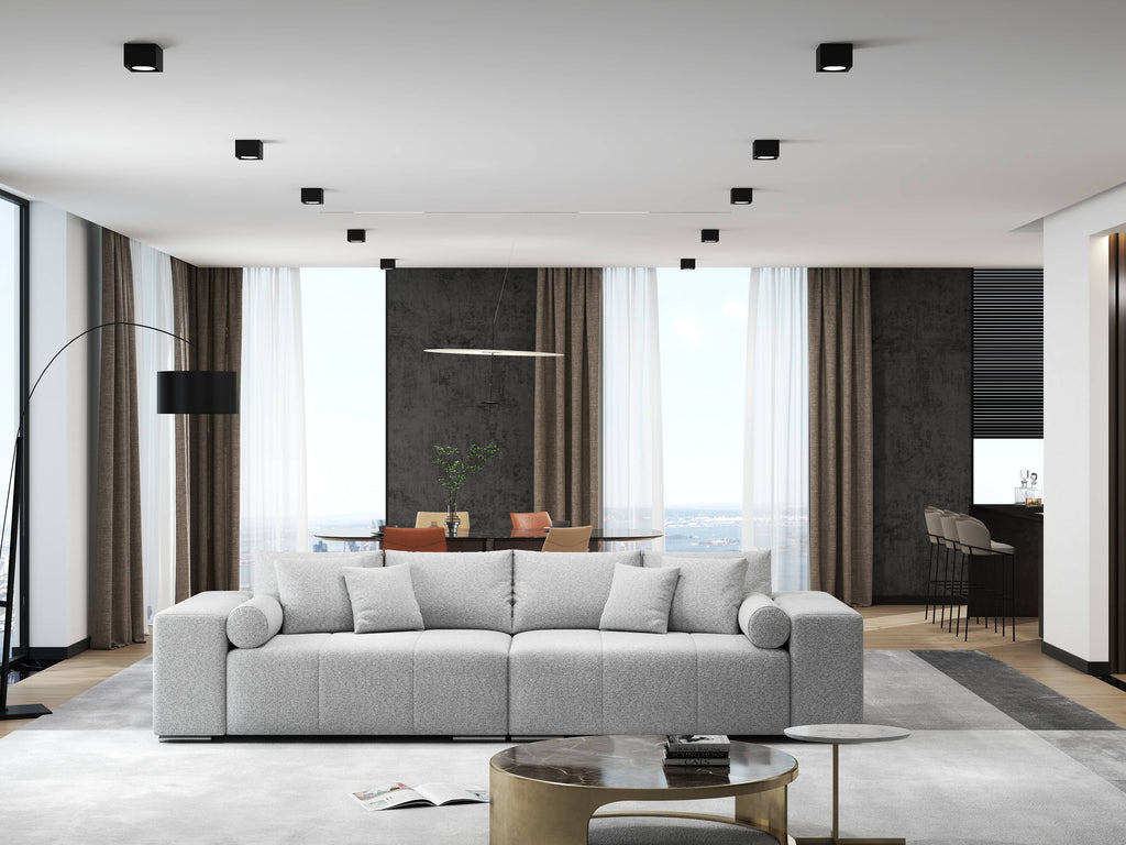 Canapea extensibilă dumonde cu ladă de depozitare si sezut confortabil din spuma high-density, Marbela Enjoy Grey XXL 295x100 cm