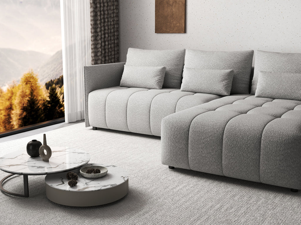 Colțar extensibil dumonde cu ladă de depozitare si sezut confortabil din spuma high-density, Malta Euphoria Dove 235x185 cm