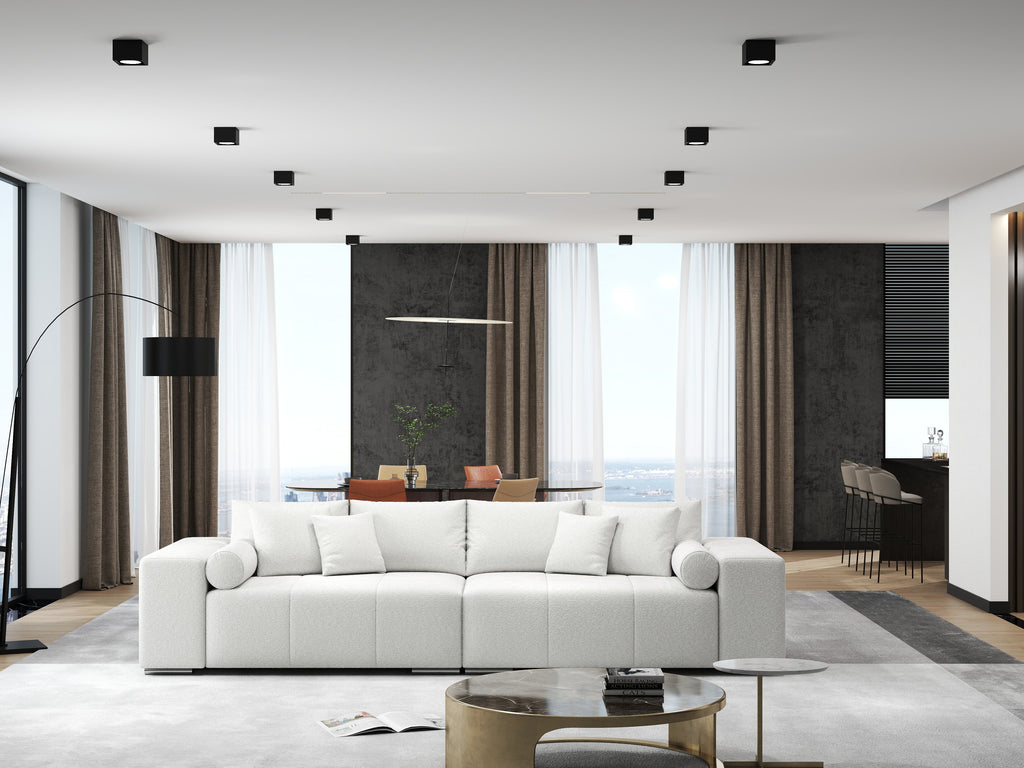 Canapea extensibilă dumonde cu ladă de depozitare si sezut confortabil din spuma high-density, Marbela Euphoria Ivory XXL 295x100 cm