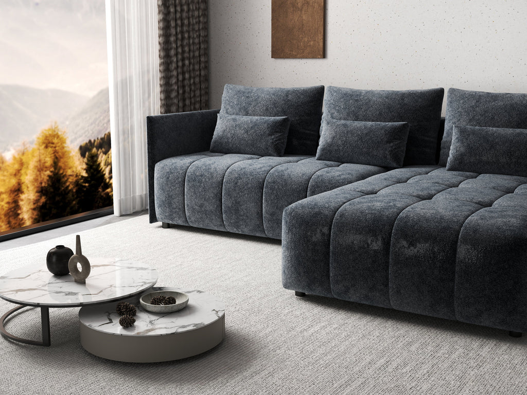 Colțar extensibil dumonde cu ladă de depozitare si sezut confortabil din spuma high-density, Malta Euphoria Grafit II 235x185 cm
