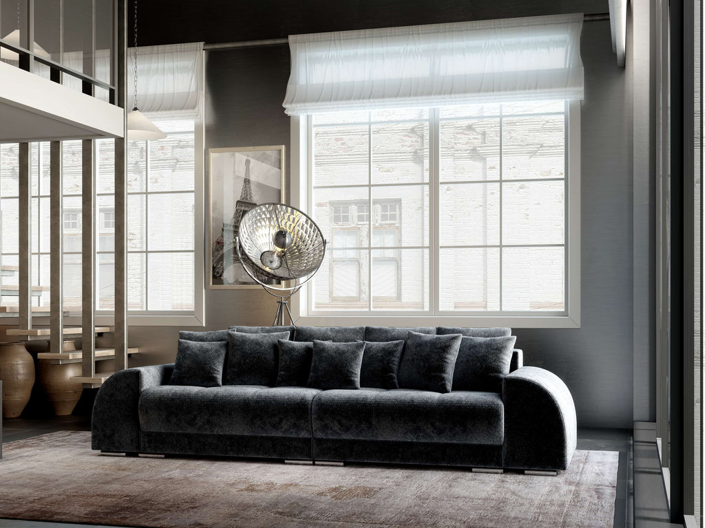 Canapea extensibilă dumonde cu 2 lăzi de depozitare si sezut confortabil din spuma high-density, Verona Euphoria Grafit 310x100 cm