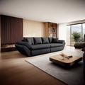 Canapea extensibilă dumonde cu ladă de depozitare si sezut confortabil din spuma high-density, Loana Euphoria Black 300x100 cm