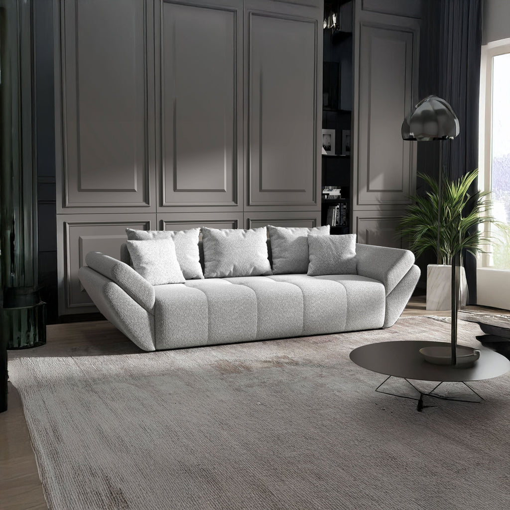 Canapea extensibilă dumonde cu ladă de depozitare si sezut confortabil din spuma high-density, Berlin Euphoria Dove 250x100 cm