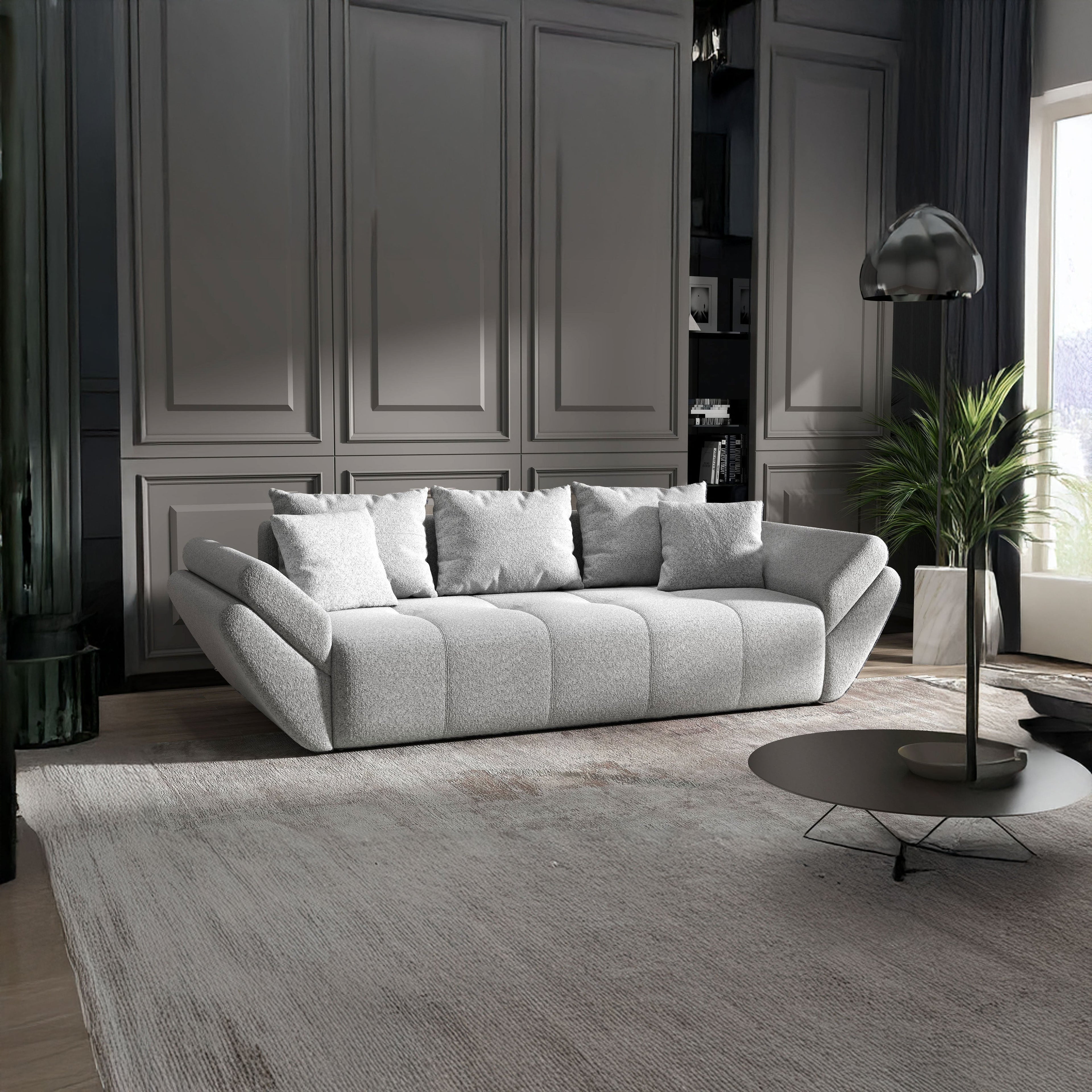 Canapea extensibilă dumonde cu ladă de depozitare si sezut confortabil din spuma high-density, Berlin Euphoria Dove 250x100 cm