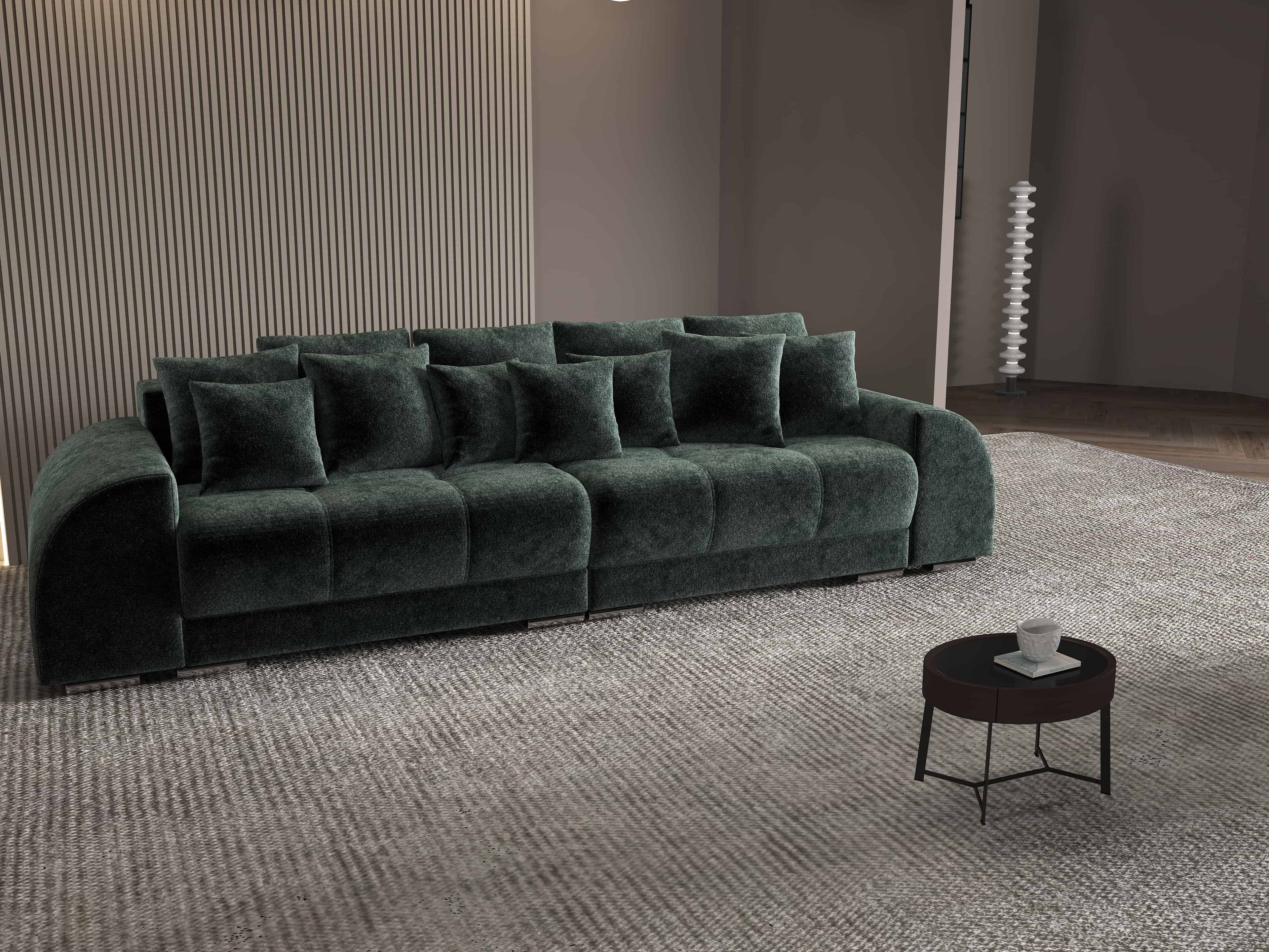 Canapea extensibilă dumonde cu 2 lăzi de depozitare si sezut confortabil din spuma high-density, Verona Euphoria Green 310x100 cm
