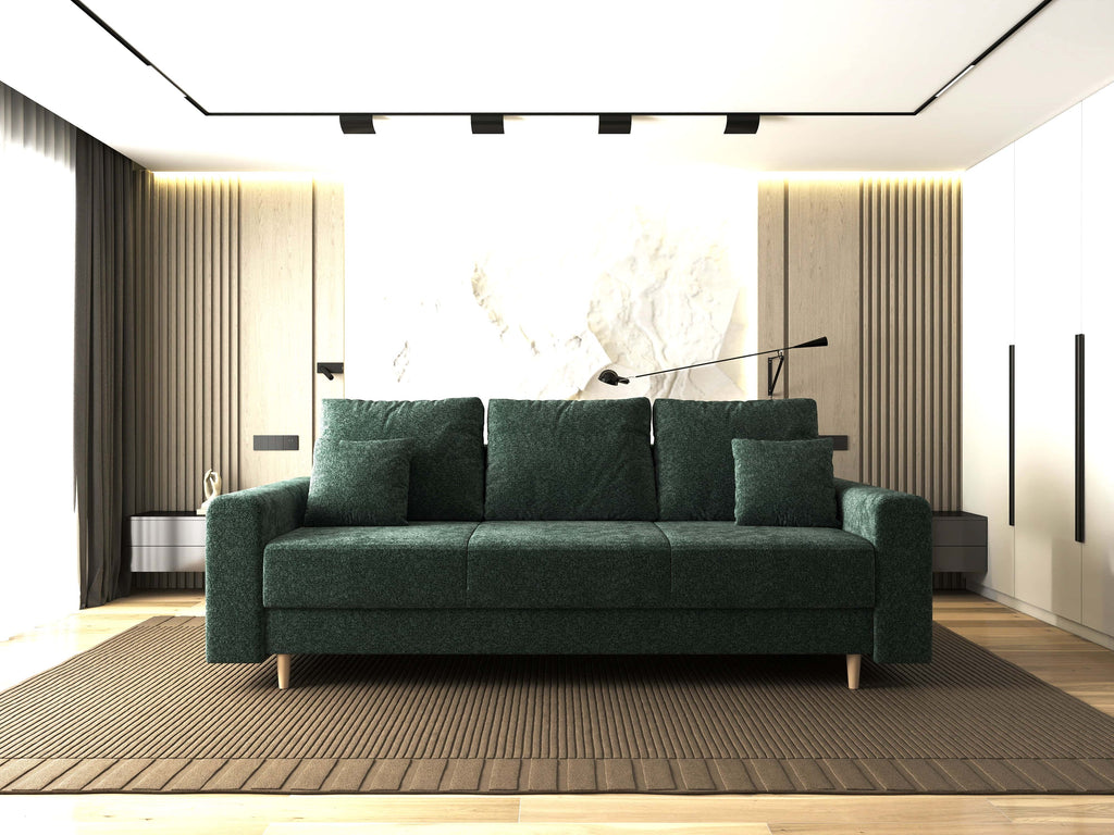 Canapea extensibilă dumonde cu ladă de depozitare si sezut confortabil din spuma high-density, Kronos Euphoria Verde 210x100 cm