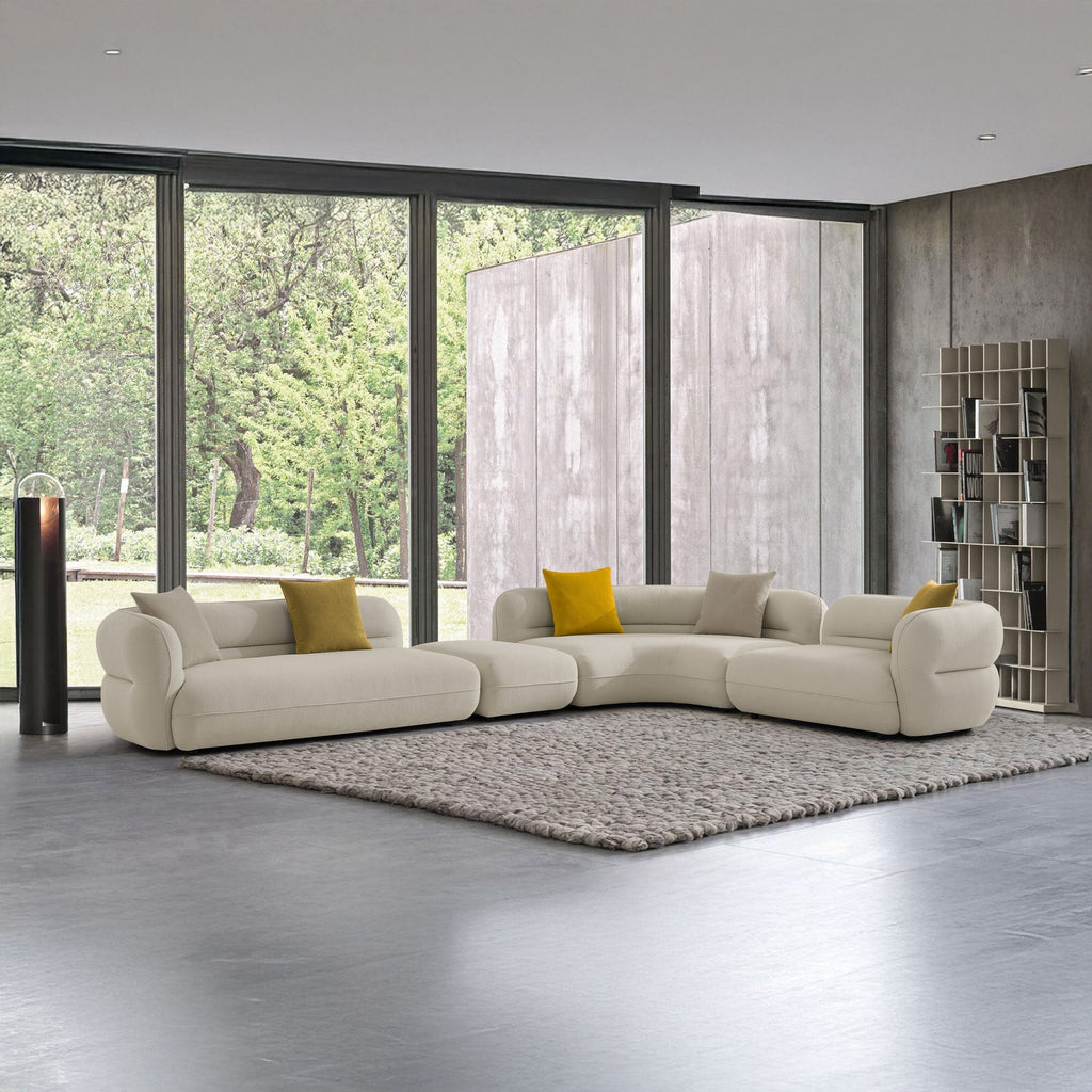 Coltar dumonde cu sezut confortabil din spuma high-density Famous 432x105 cm cu taburet inclus