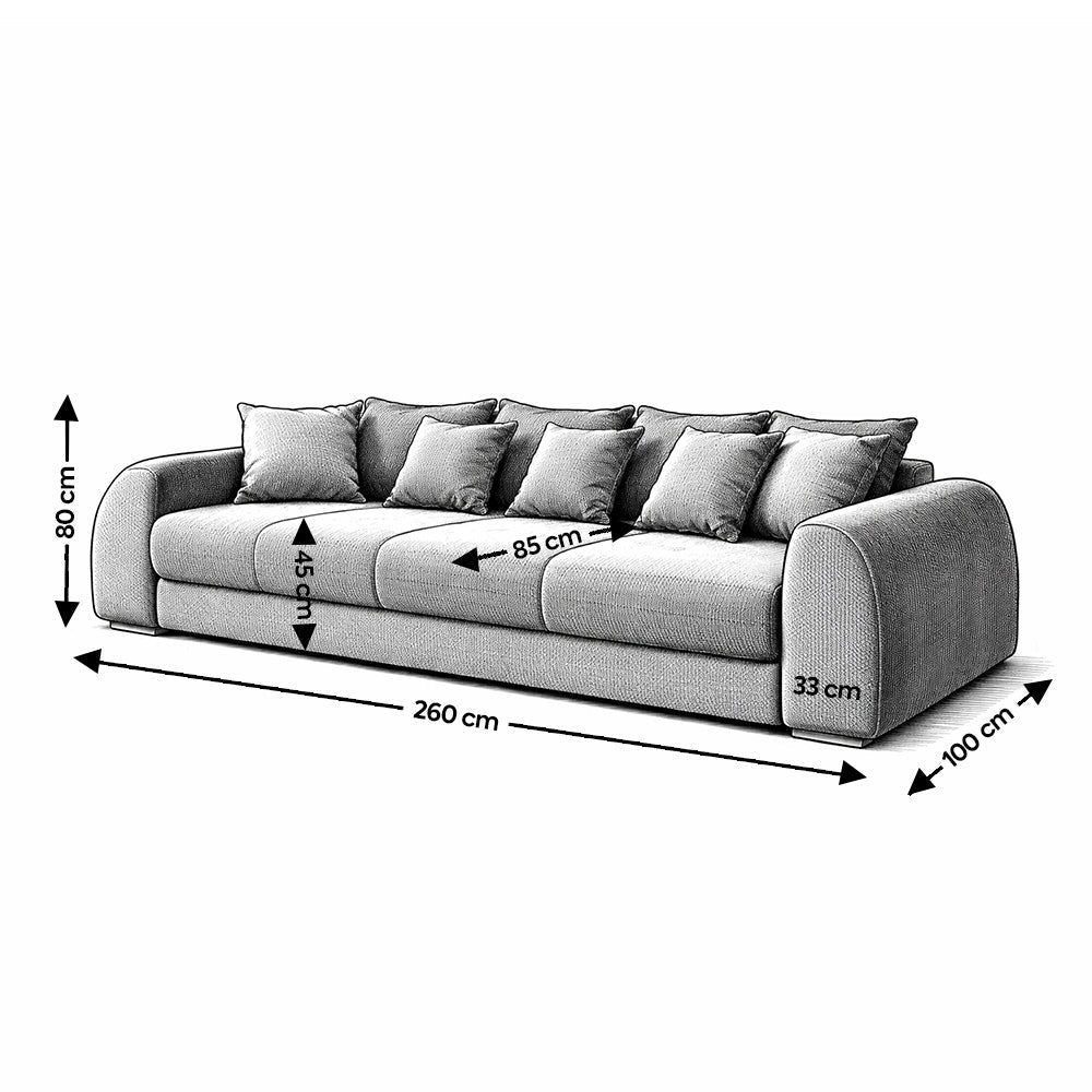 Canapea extensibilă dumonde cu ladă de depozitare si sezut confortabil din spuma high-density, Verona Bej 260x100 cm