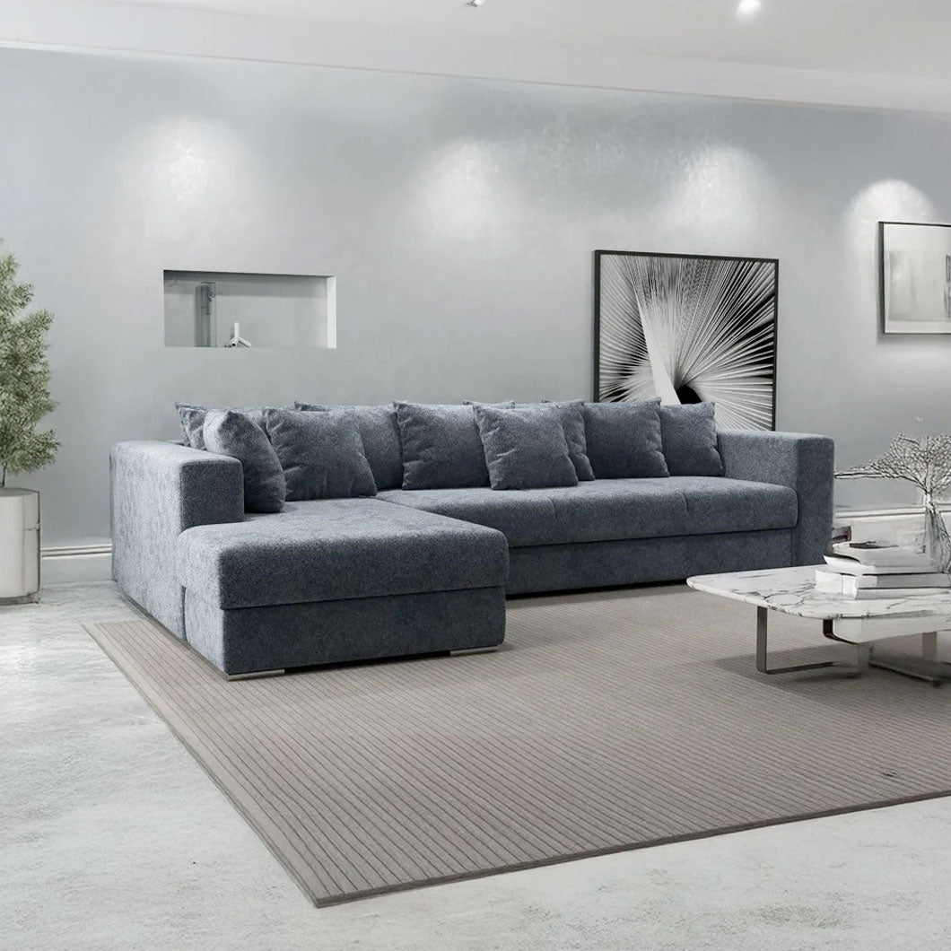 Colțar extensibil dumonde cu ladă de depozitare si sezut confortabil din spuma high-density, Gloria Euphoria Grafit 320x183 cm