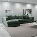 Colțar extensibil dumonde cu ladă de depozitare si sezut confortabil din spuma high-density, Gloria Euphoria Green 320x183 cm