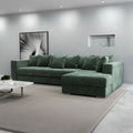 Colțar extensibil dumonde cu ladă de depozitare si sezut confortabil din spuma high-density, Gloria Euphoria Green II 320x183 cm