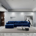 Colțar extensibil dumonde cu ladă de depozitare si sezut confortabil din spuma high-density, Gloria Royal Blue 320x183 cm