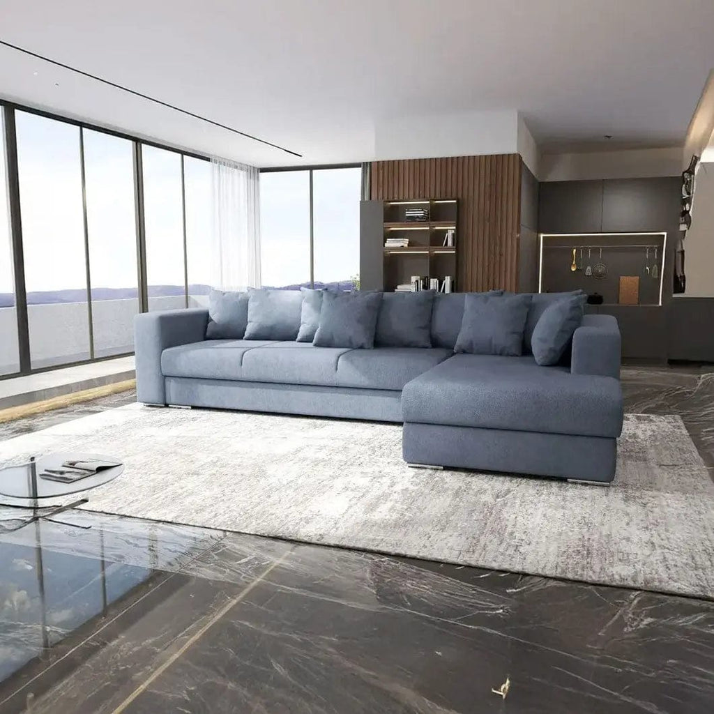 Colțar extensibil dumonde cu ladă de depozitare si sezut confortabil din spuma high-density, Gloria Enjoy Antracit II 320x183 cm