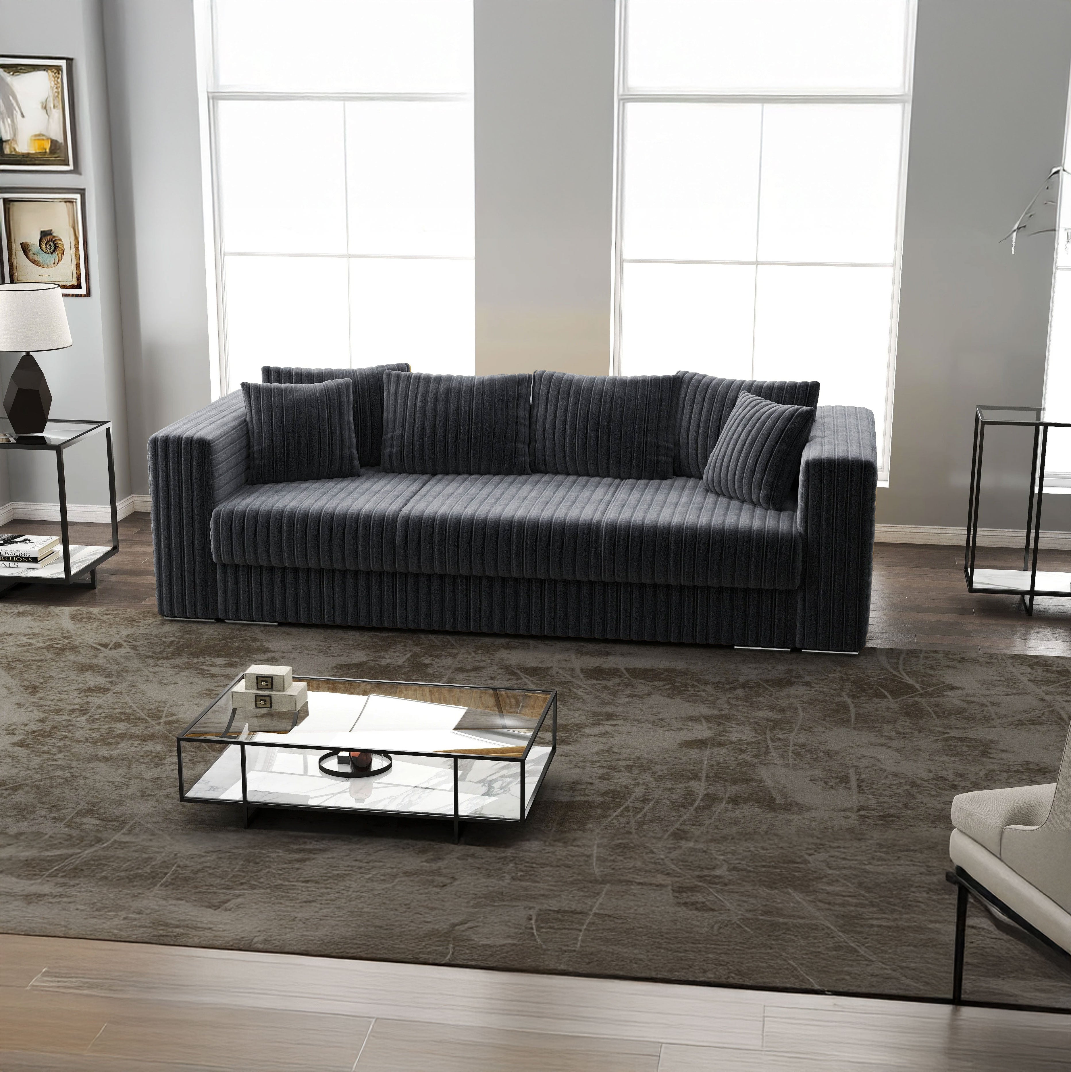Canapea extensibilă dumonde cu ladă de depozitare si sezut confortabil din spuma high-density, Gloria Ambience Grey 240x100 cm