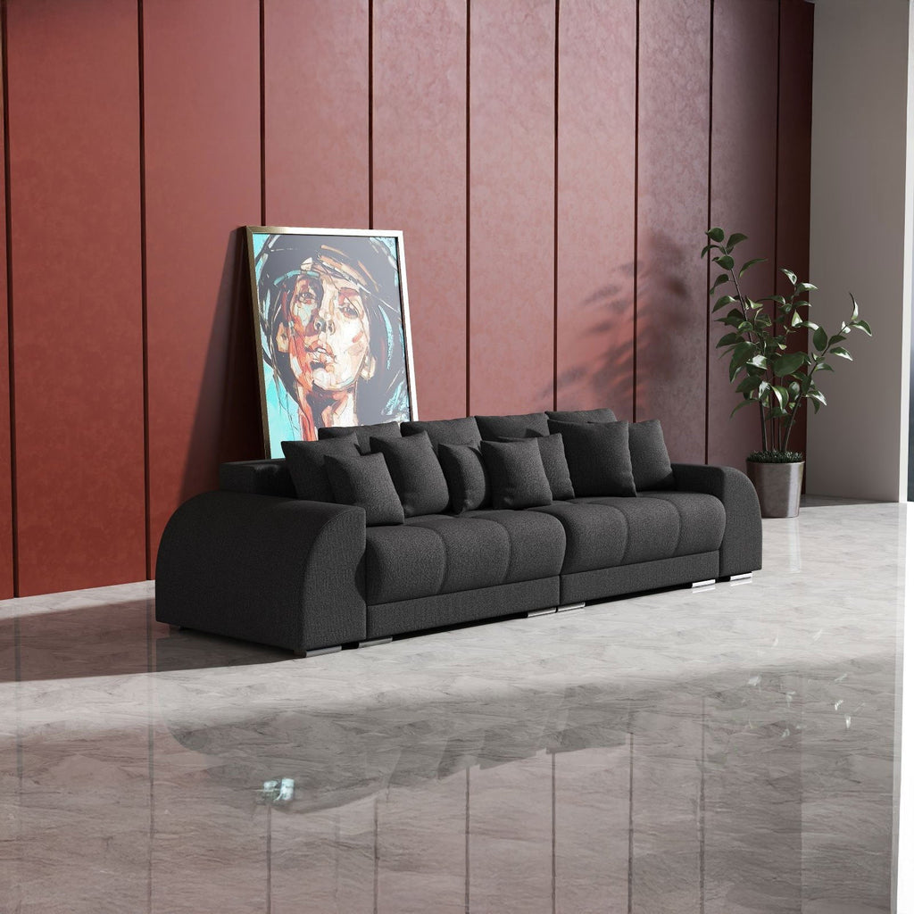 Canapea extensibilă dumonde cu 2 lăzi de depozitare si sezut confortabil din spuma high-density, Verona Enjoy Graphite 310x100 cm
