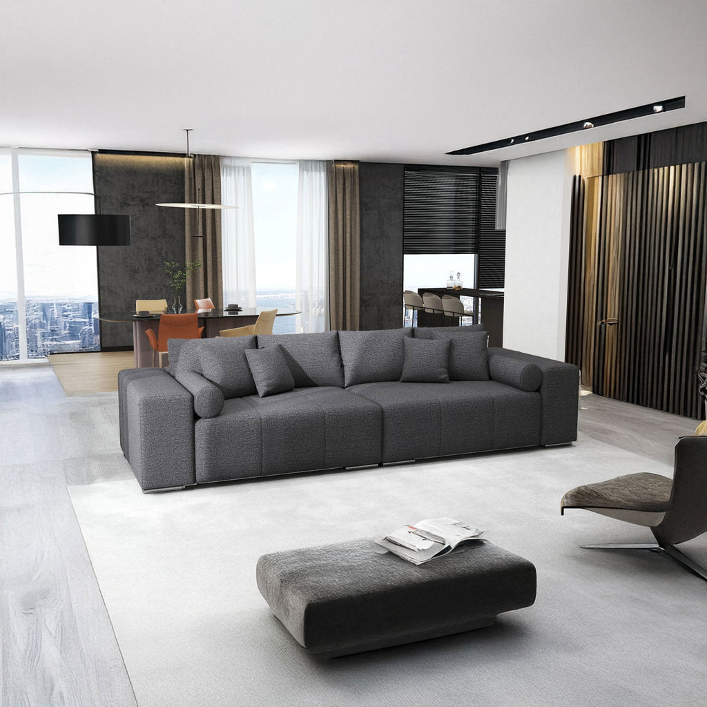 Canapea extensibilă dumonde cu ladă de depozitare si sezut confortabil din spuma high-density, Marbela Enjoy Grafit XXL 295x100 cm