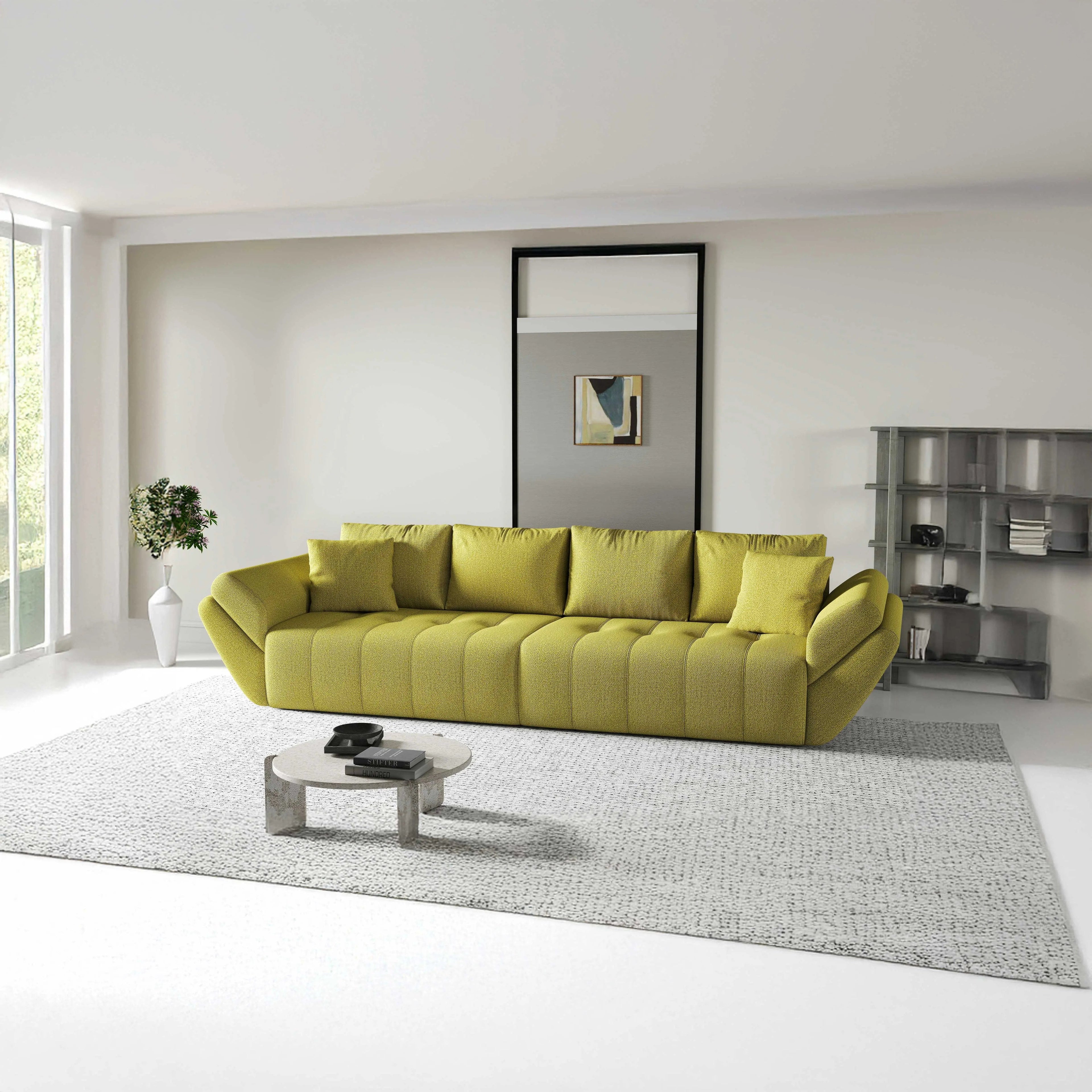 Canapea extensibilă dumonde cu ladă de depozitare si sezut confortabil din spuma high-density, Berlin Enjoy Green 300x100 cm