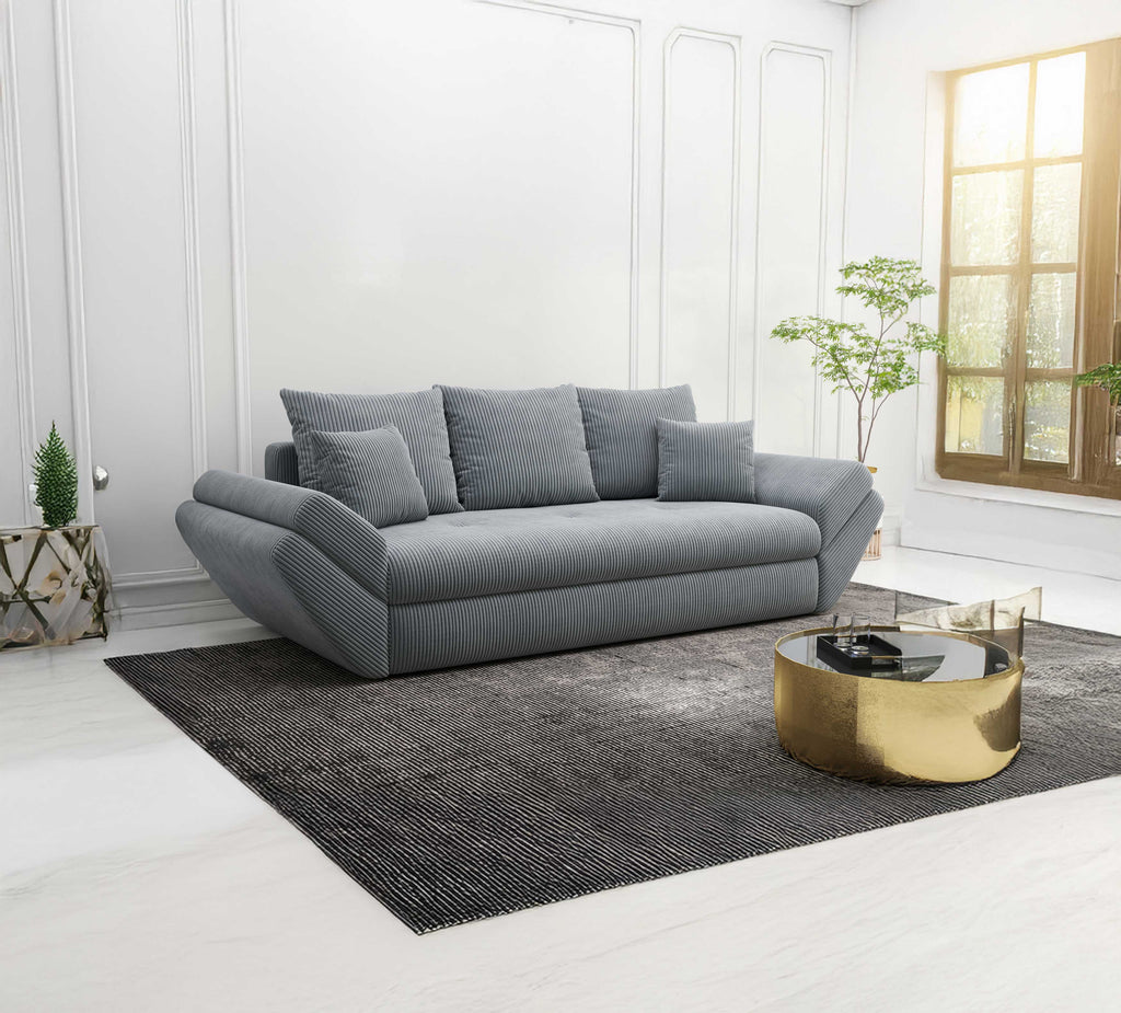 Canapea extensibilă dumonde cu ladă de depozitare si sezut confortabil din spuma high-density, Loana Zoom Grey 250x100 cm
