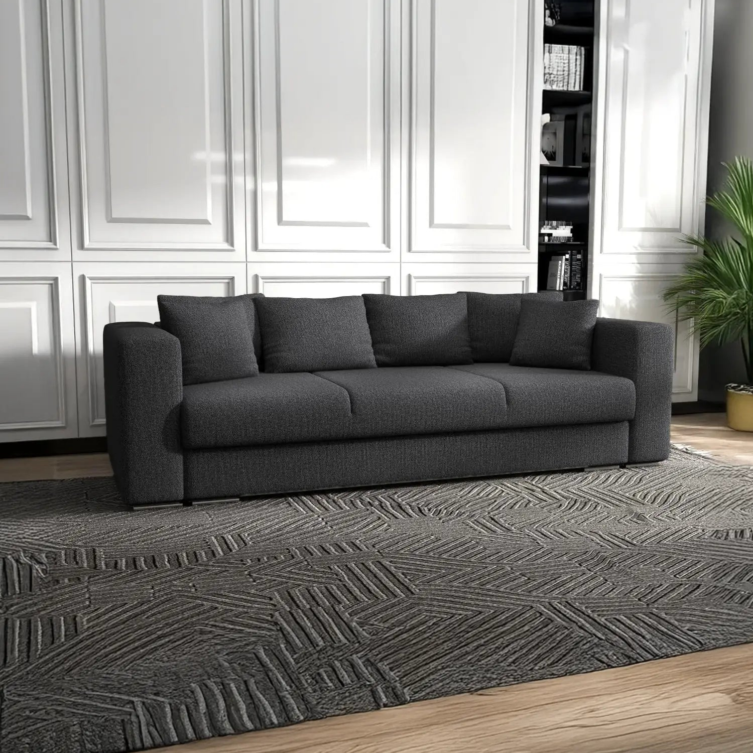 Canapea extensibilă dumonde cu ladă de depozitare si sezut confortabil din spuma high-density, Gloria Enjoy grafit 240x100 cm