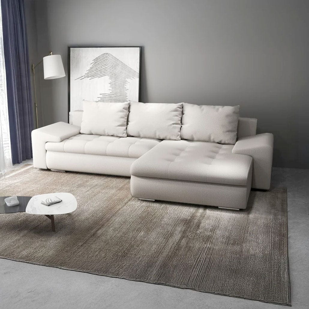 Colțar extensibil dumonde cu ladă de depozitare si sezut confortabil din spuma high-density, Leonardo Enjoy Bej 260x185 cm II