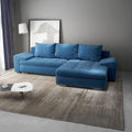 Colțar extensibil dumonde cu ladă de depozitare si sezut confortabil din spuma high-density, Leonardo Zoom Albastru 260x185 cm II