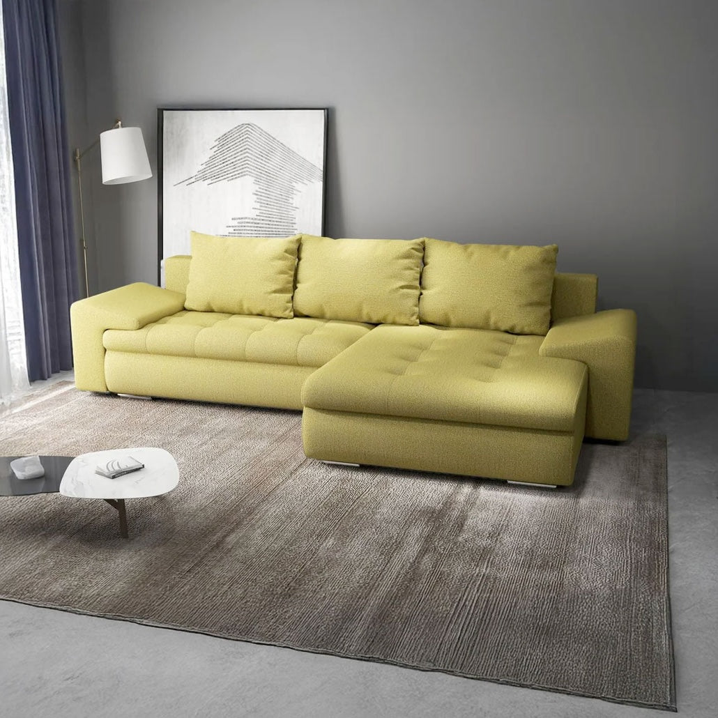 Colțar extensibil dumonde cu ladă de depozitare si sezut confortabil din spuma high-density, Leonardo Enjoy Verde 260x185 cm II