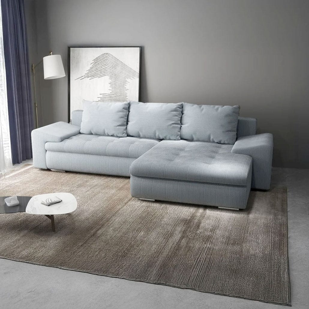 Colțar extensibil dumonde cu ladă de depozitare si sezut confortabil din spuma high-density, Leonardo Zoom Grey 260x185 cm II
