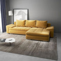 Colțar extensibil dumonde cu ladă de depozitare si sezut confortabil din spuma high-density, Leonardo Royal Mustar 260x185 cm II