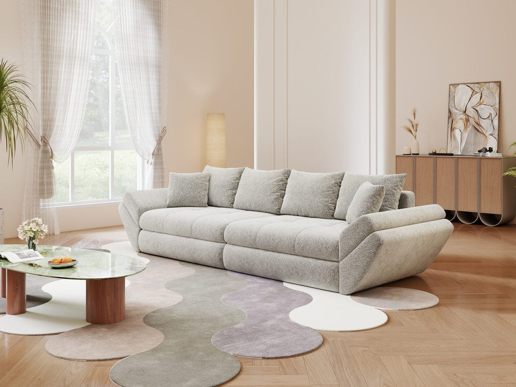 Canapea extensibilă dumonde cu ladă de depozitare si sezut confortabil din spuma high-density, Loana Arena Gri 300x100 cm