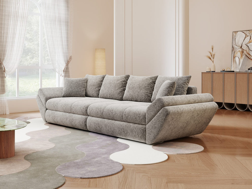 Canapea extensibilă dumonde cu ladă de depozitare si sezut confortabil din spuma high-density, Loana Arena Gri grafit 300x100 cm