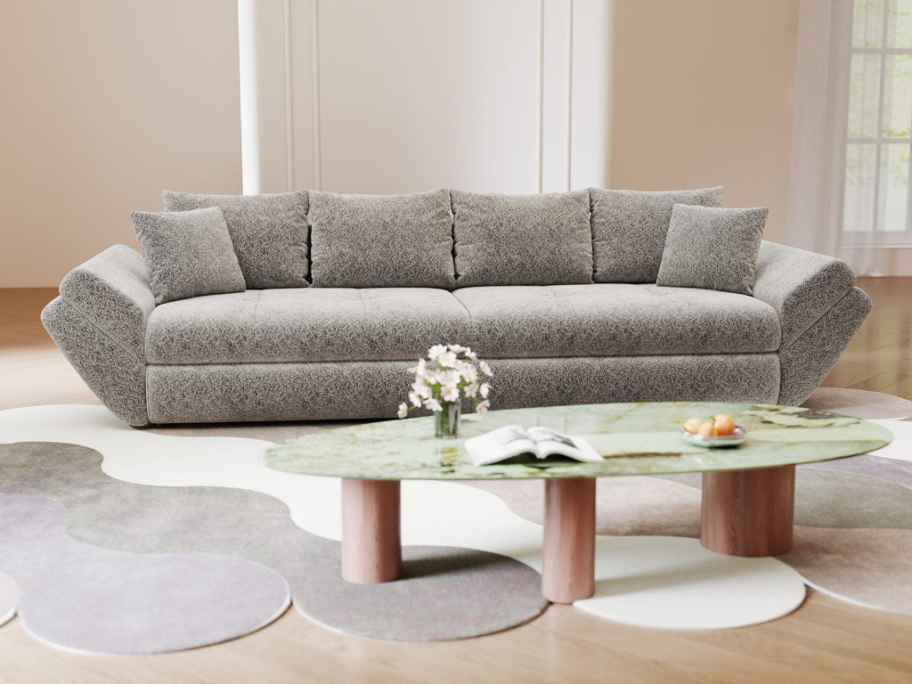 Canapea extensibilă dumonde cu ladă de depozitare si sezut confortabil din spuma high-density, Loana Arena Gri grafit 300x100 cm