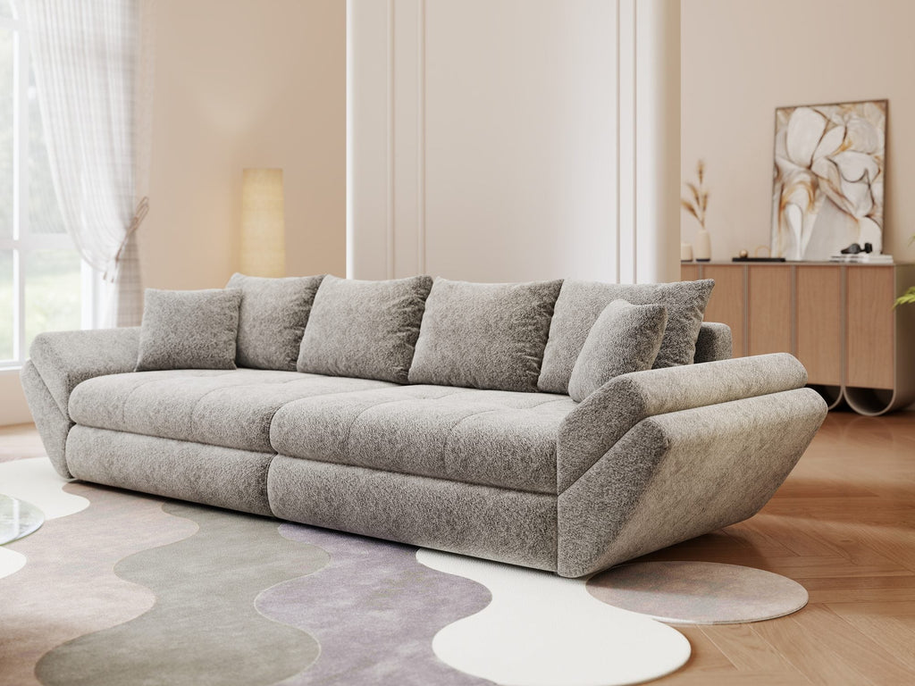 Canapea extensibilă dumonde cu ladă de depozitare si sezut confortabil din spuma high-density, Loana Arena Gri grafit 300x100 cm