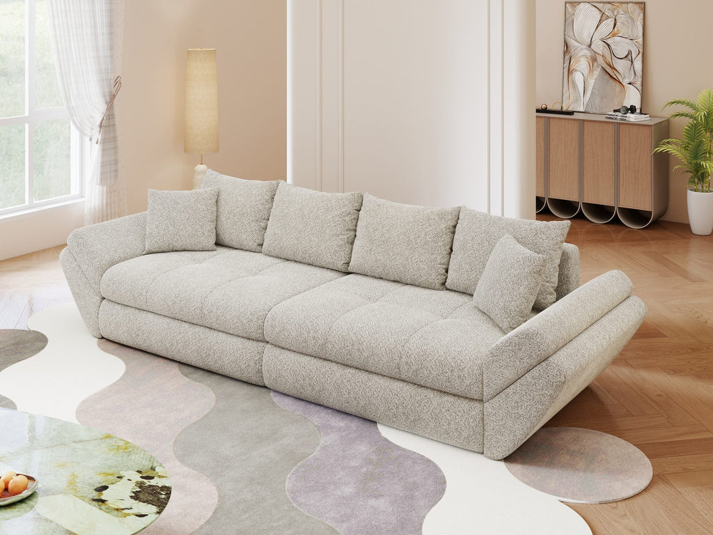 Canapea extensibilă dumonde cu ladă de depozitare si sezut confortabil din spuma high-density, Loana Arena Bej 300x100 cm